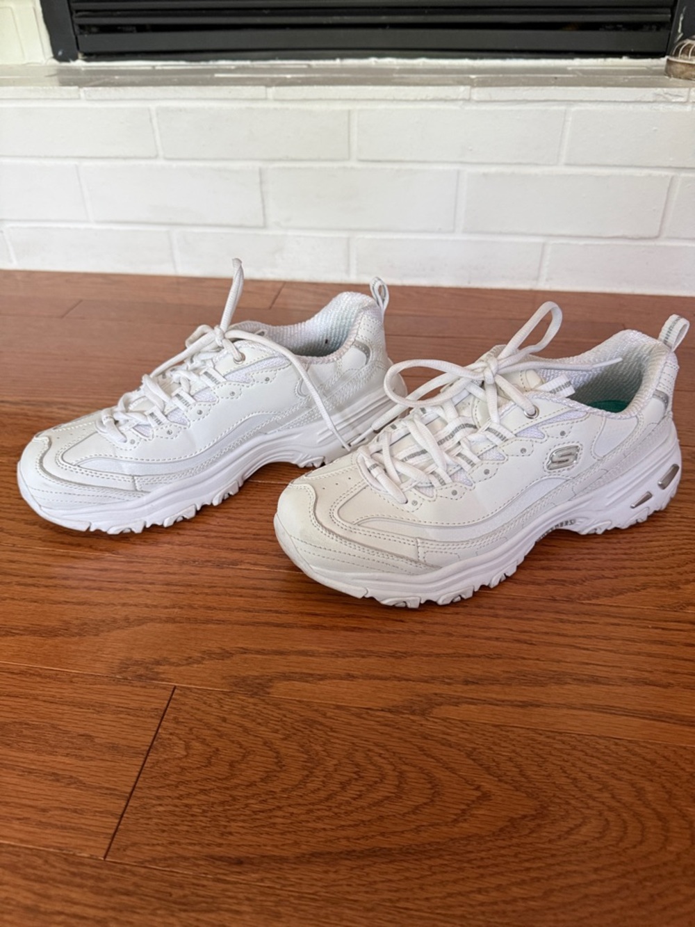 Skechers All-White Chunky Lace-Up Sneakers